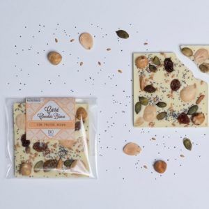 Carré BIO Chocolate BLANCO con Frutos Secos, 40 g.