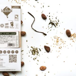 Tableta BIO Chocolate BLANCO con ALGAS, TÉ VERDE y SÉSAMO