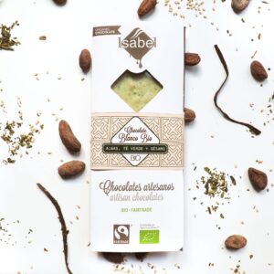 Tableta BIO Chocolate BLANCO con ALGAS, TÉ VERDE y SÉSAMO