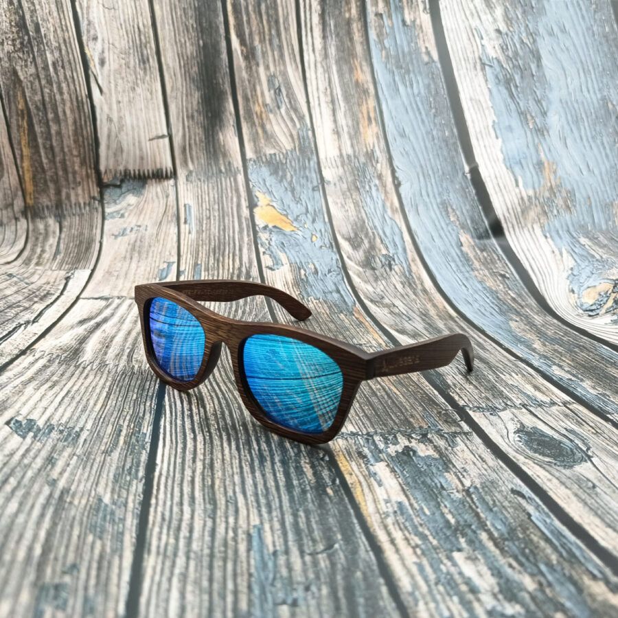 gafas de sol de madera de bambú polarizadas Livegens Sea Blue sostenibles inspiradas en el mar