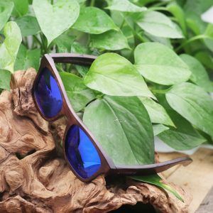 Gafas de sol de madera de bambú Livegens Sea Blue