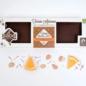 Turrón de Chocolate con LECHE, ALMENDRA, NARANJA y AZAFRÃN