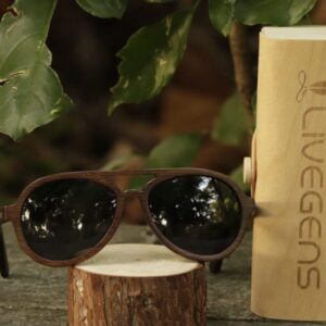 gafas de sol de bambú Livegens Aviawood estilo aviador sostenibles