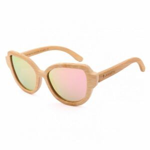 gafas de sol de bambú Livegens Pink Rose sostenibles color rosa