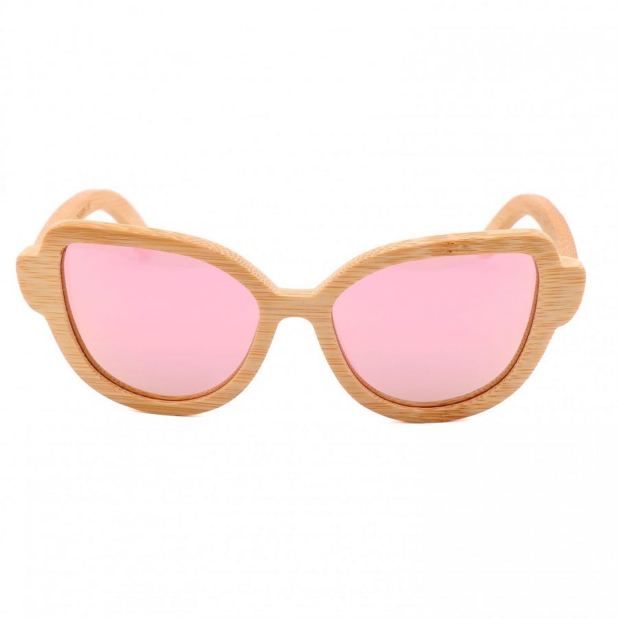 gafas de sol de bambú Livegens Pink Rose sostenibles color rosa