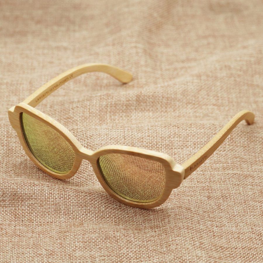 gafas de sol de bambú Livegens Pink Rose sostenibles color rosa