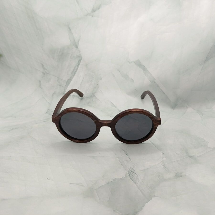 Gafas de sol de madera de bambú redondas vintage polarizadas y sostenibles