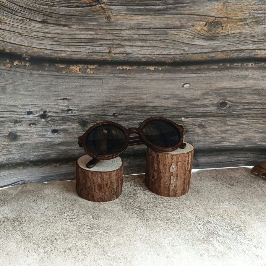 Gafas de sol de madera de bambú redondas vintage polarizadas y sostenibles