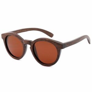 gafas de sol de bambú Livegens Mountbrown marrones redondeadas sostenibles