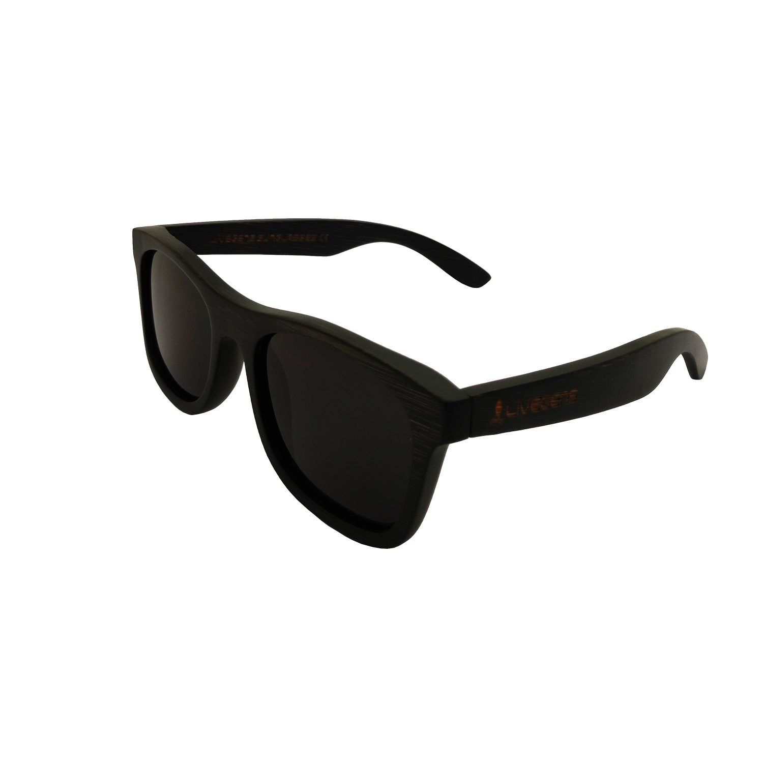 gafas de sol de bambú Livegens Blackpeak oscuras montura clásica sostenibles unisex