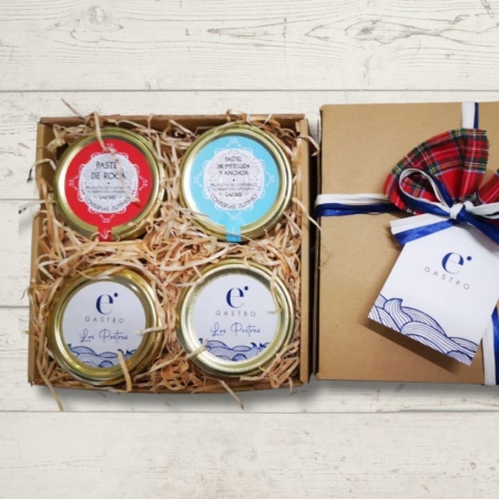 Cesta pequeña regalo de conservas gourmet del Cantábrico